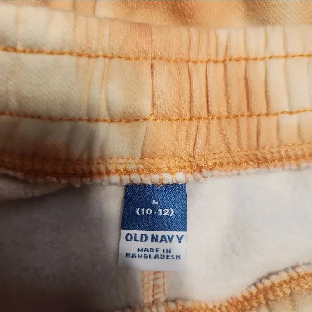 Old Navy Boys Large Tiedye Jogger Shorts Orange White